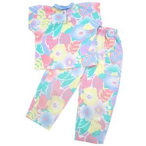 Vintage Health-tex Tropical Floral Two Piece Set Girl's Size 6X